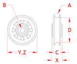Suncor Rope Sheave (Bearing) 316 Stainless Steel S0411-0