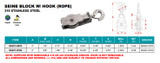 Suncor Seine Block with Hook Rope 316 Stainless Steel S0427-H