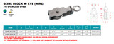 Suncor Seine Block with Eye Wire 316 Stainless Steel S0427-0-W