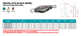 Suncor Swivel Eye Block (Rope) 304/316 Stainless Steel S0423-E-R