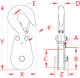 Suncor PULLPRO Swivel Hook Block Rope 316 Stainless Steel S0429-HK1