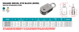 Suncor Square Swivel Block Rope 304/316 Stainless Steel S0426-0