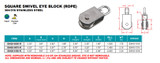 Suncor Square Swivel Block Rope 304/316 Stainless Steel S0426-0-R