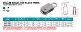 Suncor Square Swivel Block Wire 304/316 Stainless Steel S0426-0-W