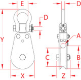 Suncor PULLPRO SA Bow Shackle Block Rope 316 Stainless Steel S0430-BA1