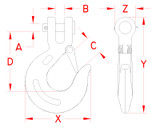 Suncor Clevis Slip Hook 316 Stainless Steel S0452-0