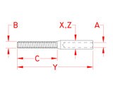 Suncor Mini Swage Stud Left Hand UNC 316 Stainless Steel S0726-L704