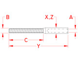 Suncor Rail Swage Stud UNF 316 Stainless Steel S0727-0