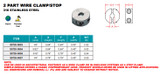 Suncor 2-Part Wire Clamp Stop 316 Stainless Steel S0720-0