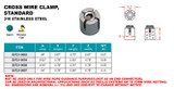 Suncor Cross Wire Clamp, Standard 316 Stainless Steel S0721-0