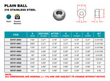 Suncor Plain Ball 316 Stainless Steel S0757-0