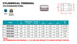 Suncor Cylindrical Terminal 316 Stainless Steel S0758-0