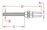 Suncor Quick Attach Stud Metric Right Hand 316 Stainless Steel S0775-0
