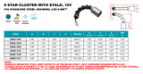 Suncor 9 Star Cluster with Stalk 12V 316 Stainless Steel Housing S0809-1