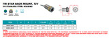 Suncor Microstar Tri Star Back Mount 12V, 3/4" 316 Stainless Steel S0803-6