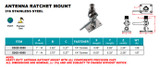 Suncor Antenna Ratchet Mount 316 Stainless Steel S3620-0