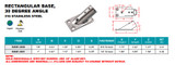Suncor Rectangular Base 30 Degree 316 Stainless Steel S3651-03