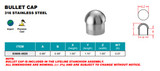 Suncor Bullet Cap 1" Tubing 316 Stainless Steel S3608-0025