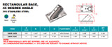 Suncor Rectangular Base 45 Degree 316 Stainless Steel S3651-04