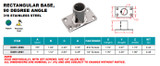 Suncor Rectangular Base 90 Degree 316 Stainless Steel S3651-09
