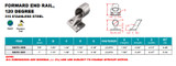 Suncor Forward End Rail 120 Degree 316 Stainless Steel S3670-1