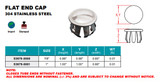 Suncor Flat End Cap 304 Stainless Steel S3679-0