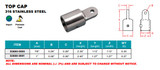 Suncor Top Cap 316 Stainless Steel S3680-0