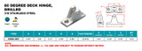 Suncor 80 Degree Deck Hinge Drilled 2-1/4" 316 Stainless Steel S3682-4001