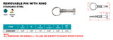 Suncor Removable Pin With Ring 1/4" Stainless Steel S3685-0001