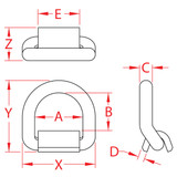 Suncor Lashing Ring With Weld On Bent D Ring 316 Stainless Steel S3722-BN