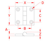 Suncor Heavy Duty Butt Hinge 316 Stainless Steel S3821-0