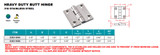 Suncor Heavy Duty Butt Hinge 316 Stainless Steel S3821-0