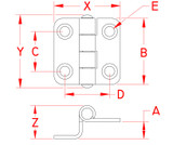 Suncor Door Hinge Offset 1-7/16" 304 Stainless Steel S3827-2000