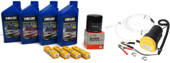 YAMAHA 19' BOAT Oil Change Kit w/Deluxe Oil Extractor Pump AR190 AR192 SX190 SX192 FSH190 FSH Sport Deluxe NGK Plugs