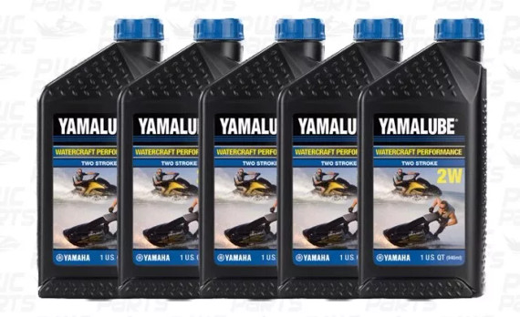 5x YAMALUBE YAMAHA 2W Watercraft 2-Stroke Engine Oil LUB-2STRK-W1-12 Quart Pack