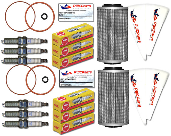 2x SeaDoo 4-TEC 130/155/185/215/255/260 UPGRADED Re-Inforced Oil Filter O-Ring Set w NGK Spark Plug DCPR8E Set GTX GTI RXP RXT RXP-X RXT-X GTR Supercharged Repl 420956744 420230920 420950860 420850500