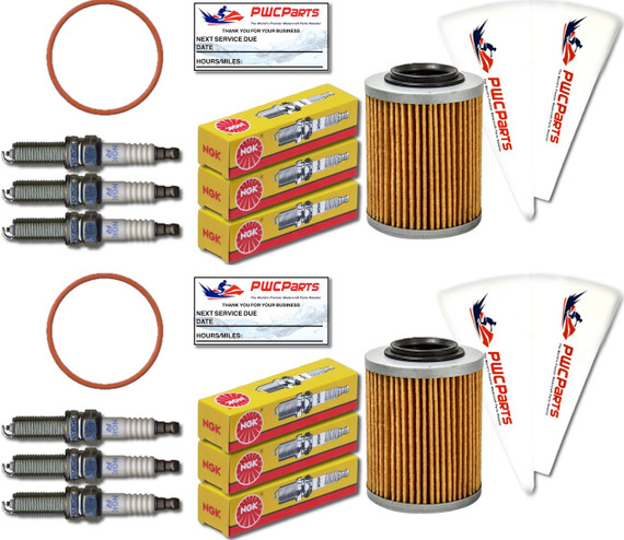 2x SeaDoo SPARK Oil Filter and O-Ring with NGK Spark Plug Set CR8EB 2014+ 2-Up 3-Up TRIXX ACE 900 2017+ GTI GTS 900 Repl 420956123 420650500
