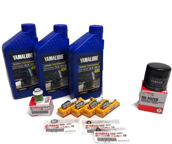 YAMAHA OEM 2006+ F50 T50 F60 T60 Outboard Oil Change 10W30 FC 4M Lower Drain Fill Gaskets Fuel Filter Spark Plugs NGK DPR6EB-9 Maintenance Kit