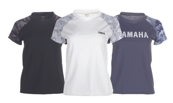 YAMAHA Women's Camo Cool T-Shirt BLACK WHITE BLUE WTC-24CTF