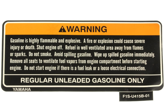 YAMAHA OEM Warning Label (Fuel) F1S-U415B-01-00