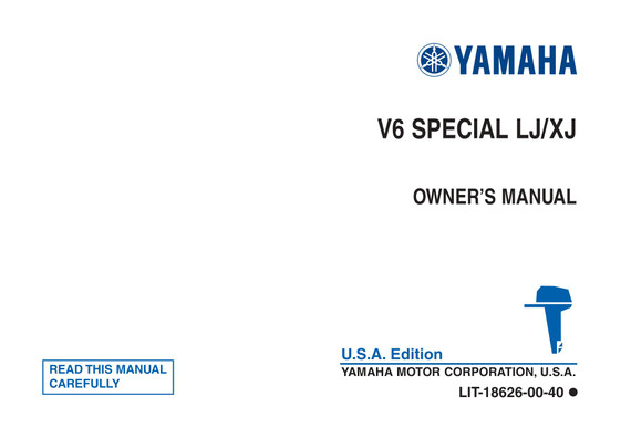 YAMAHA OEM Owner's Manual - V6-SPECIAL LK/XK - LIT-18626-00-40 (1985) Models V6SPECIALXN, V6SPECIALXK, V6SPECIALXJ, V6SPECIALLN, V6SPECIALLK, V6SPECIALLJ
