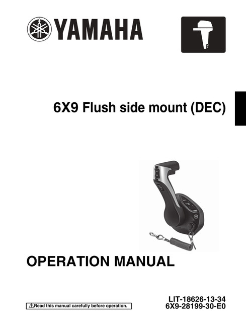 YAMAHA OEM Operation Manual - (MFG 2021) 6X9 Flush Side Mount (DEC) - LIT-18626-13-34 Models 6X9
