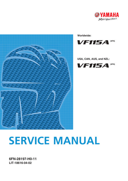 YAMAHA OEM Service Manual - VF115A (2020-2026) - LIT-18616-04-02 Models F115/F130, MVF115LA, MVF115XA, VF115LA, VF115XA, VF115A
