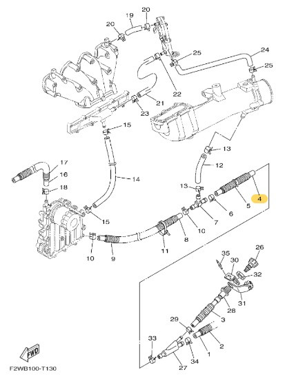 YAMAHA OEM Hose 2 6S5-1243E-01-00
