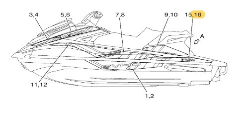YAMAHA OEM Graphic, J GP1800R SVHO 2020 F3P-U417U-60-00