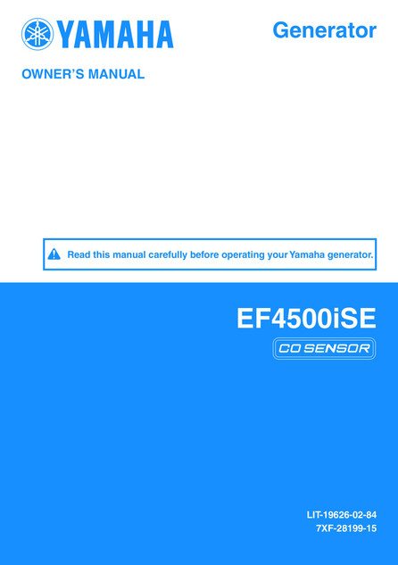 YAMAHA OEM Owners Manual - EF45ISEZ - LIT-19626-02-84 CO Sensor Models EF45ISEZ
