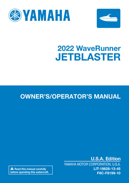 YAMAHA OEM Owner's Manual - Jet Blaster (MFG 2022) - LIT-18626-13-45 Models JB1050-X