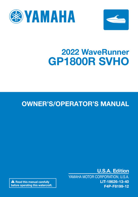YAMAHA OEM Owner's/ Operator's Manual 2026 - GP SVHO - LIT-18626