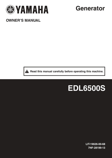 YAMAHA OEM Owner's Manual - EDL6500S - LIT-19626-00-68 Models EDL6500S