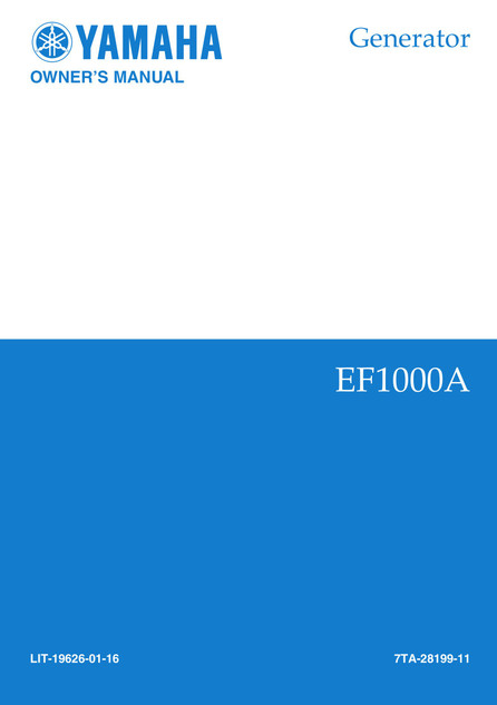 YAMAHA OEM Owner's Manual - EF1000 - LIT-19626-01-16 Models EF1000